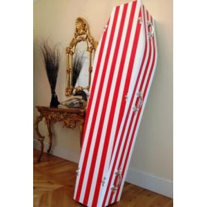 Red & White Striped - Sports style colourful coffin